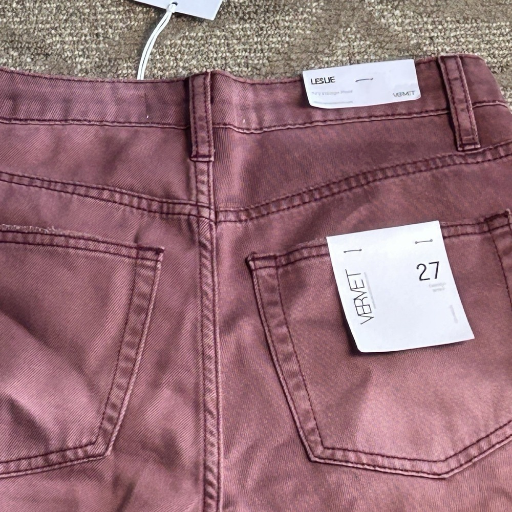 Vervet Leslie Mauve Crop jeans Raw Hem Size 27 NEW 90's VTG. Flare Distressed - Picture 15 of 15